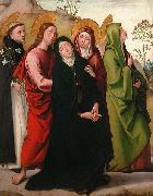 Juan de Borgona The Virgin, Saint John the Evangelist, two female saints and Saint Dominic de Guzman. oil painting artist